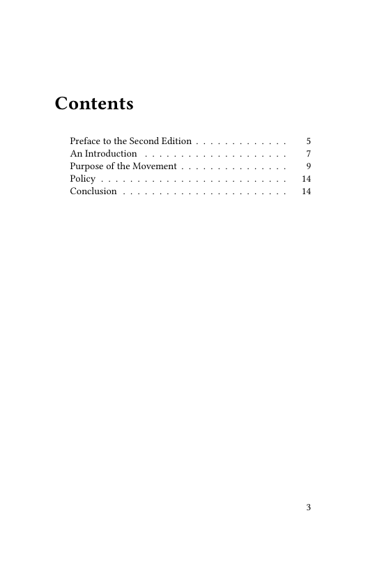 Contents  Preface to the Second Edition An Introduction  Purpose of the Movement Policy  Conclusion  1 1 